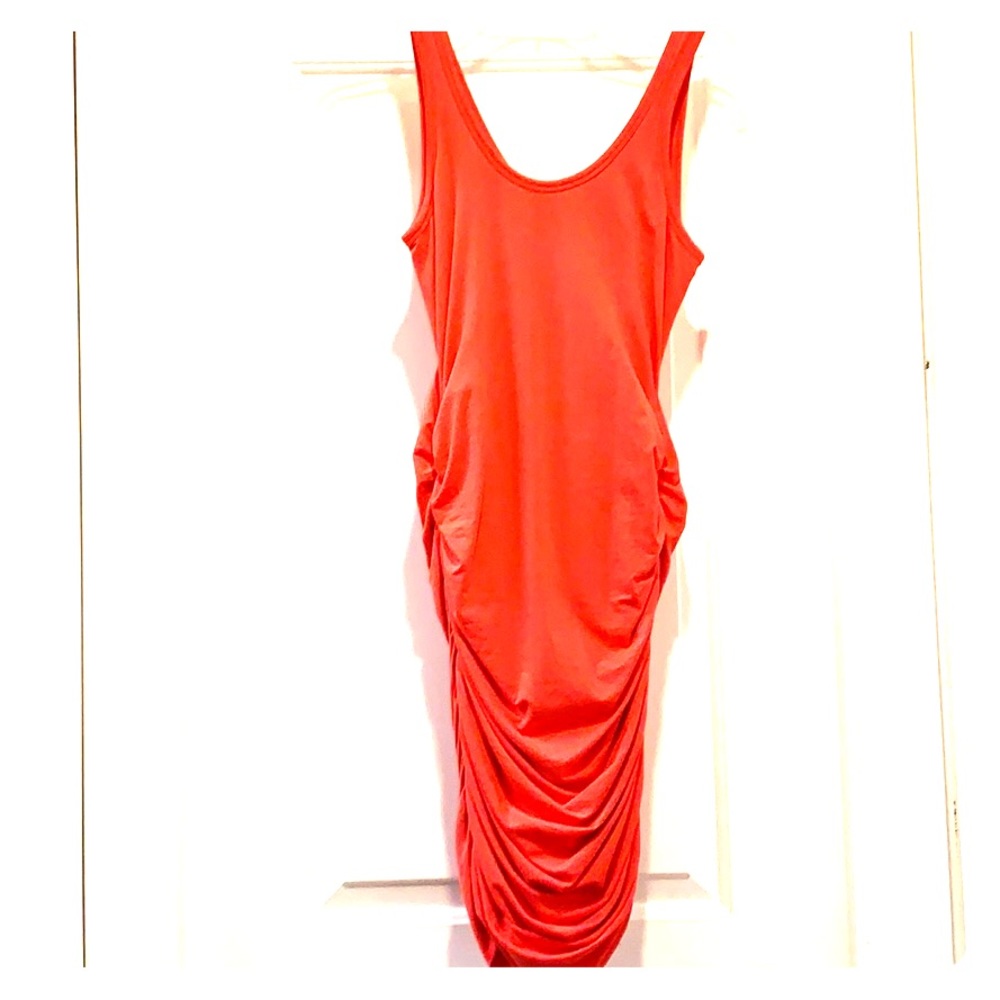 Express coral body con roughed dress